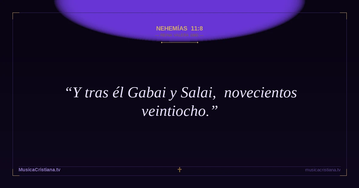 Nehemías 11:8 — Biblia Reina Valera 1960 — MusicaCristiana.tv