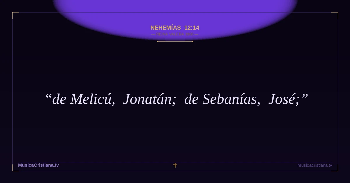 Nehemías 12:14 — Biblia Reina Valera 1960 — MusicaCristiana.tv