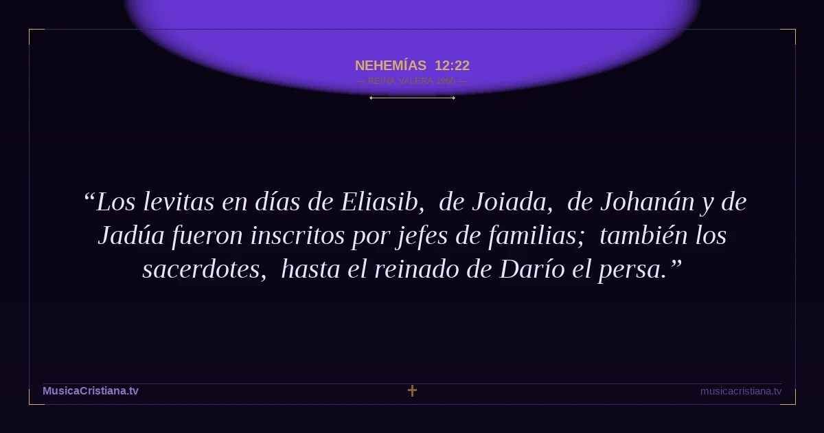Nehemías 12:22 — Biblia Reina Valera 1960 — MusicaCristiana.tv