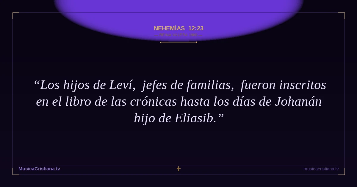 Nehemías 12:23 — Biblia Reina Valera 1960 — MusicaCristiana.tv