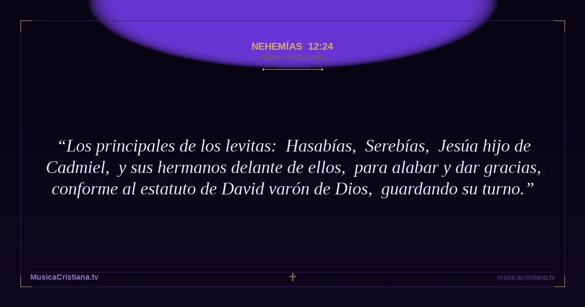 Nehemías 12:24 — Biblia Reina Valera 1960 — MusicaCristiana.tv