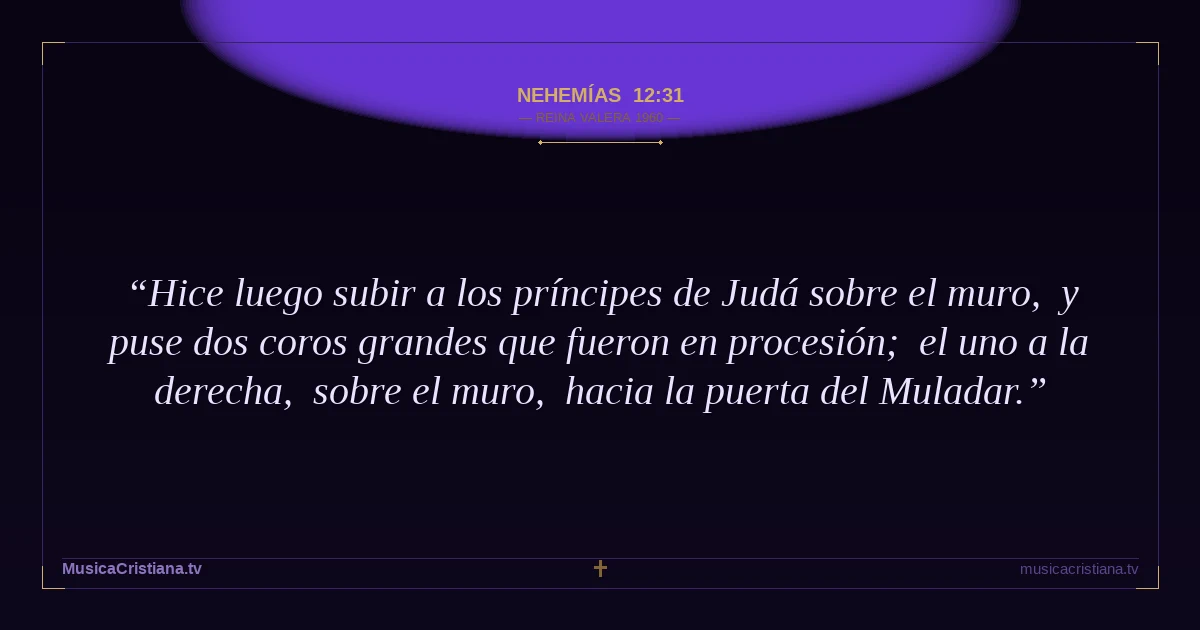 Nehemías 12:31 — Biblia Reina Valera 1960 — MusicaCristiana.tv