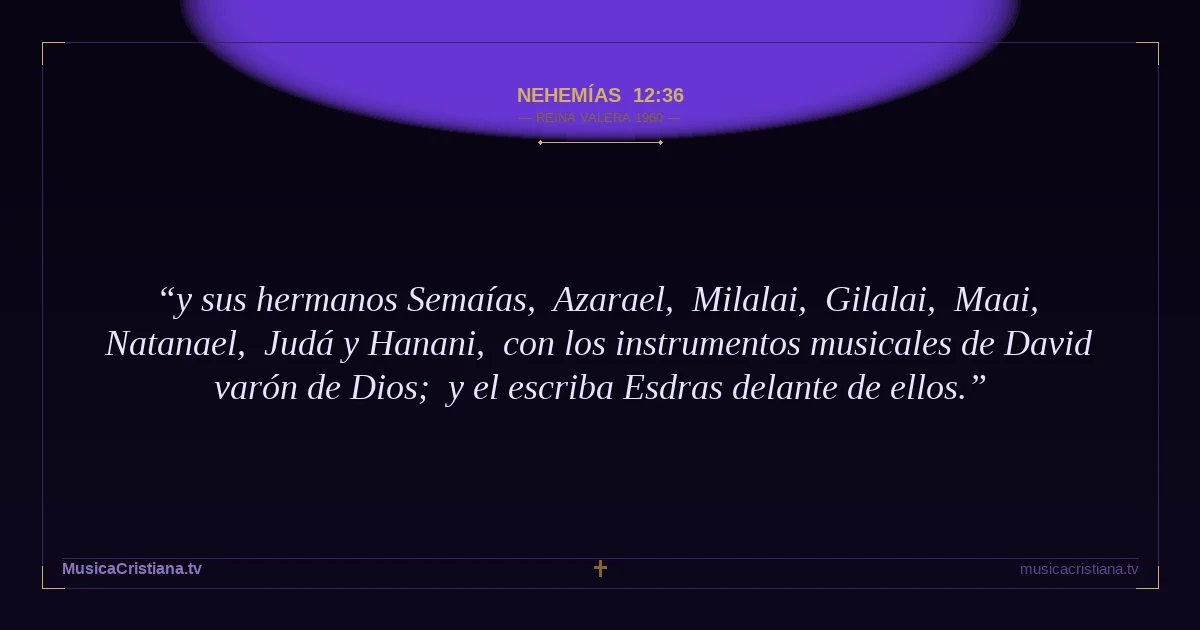 Nehemías 12:36 — Biblia Reina Valera 1960 — MusicaCristiana.tv