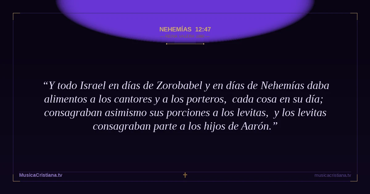 Nehemías 12:47 — Biblia Reina Valera 1960 — MusicaCristiana.tv