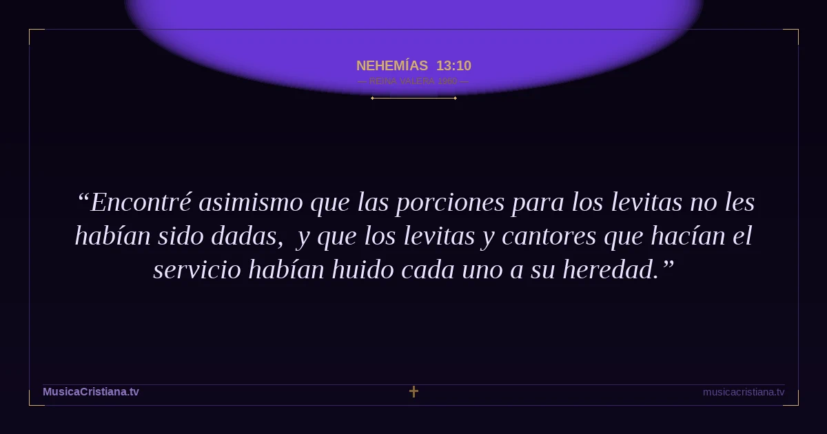 Nehemías 13:10 — Biblia Reina Valera 1960 — MusicaCristiana.tv