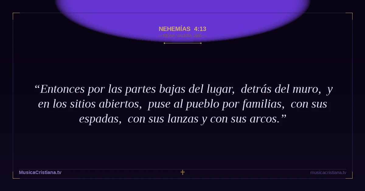 Nehemías 4:13 — Biblia Reina Valera 1960 — MusicaCristiana.tv