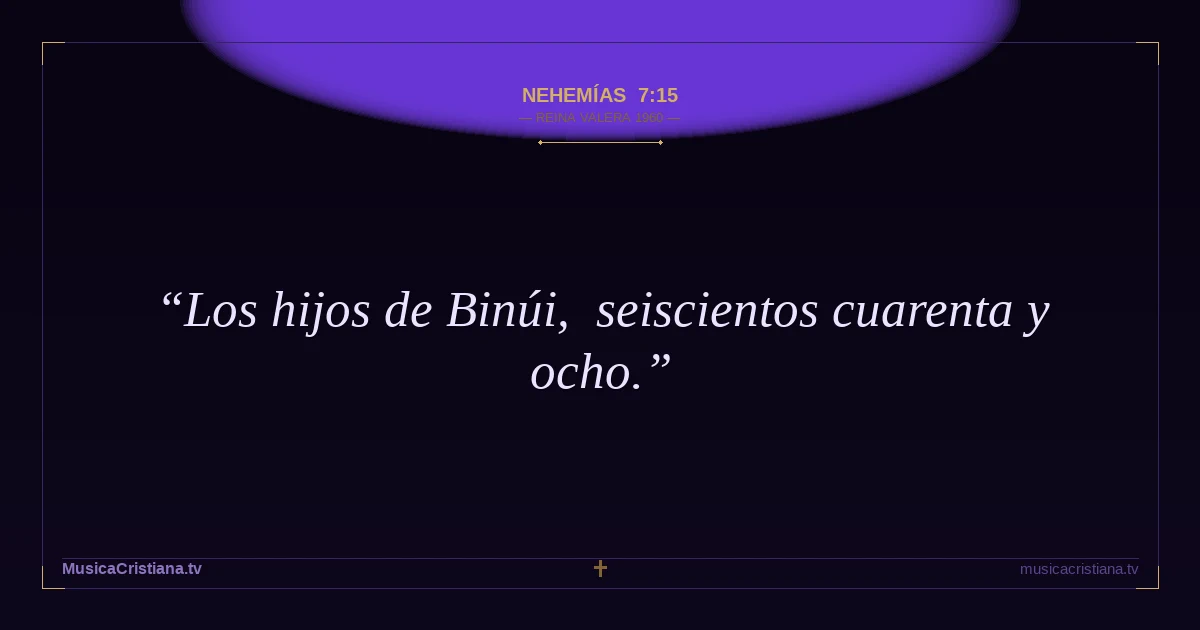 Nehemías 7:15 — Biblia Reina Valera 1960 — MusicaCristiana.tv