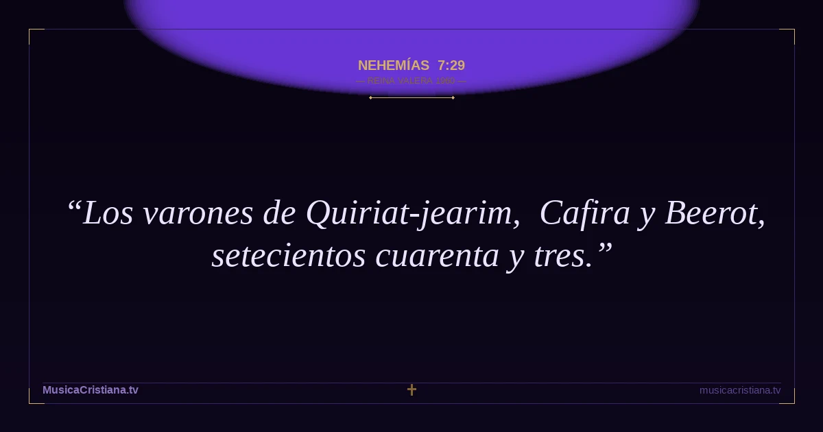 Nehemías 7:29 — Biblia Reina Valera 1960 — MusicaCristiana.tv
