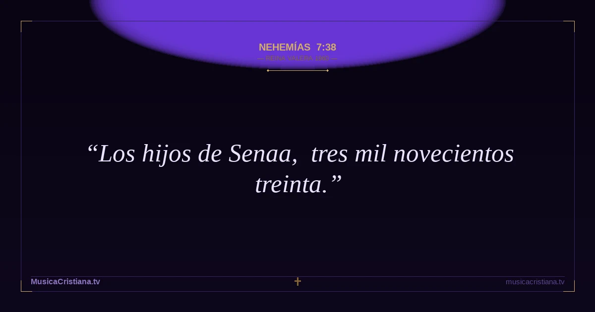 Nehemías 7:38 — Biblia Reina Valera 1960 — MusicaCristiana.tv
