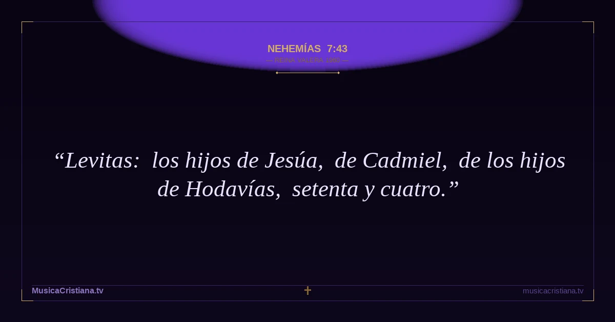 Nehemías 7:43 — Biblia Reina Valera 1960 — MusicaCristiana.tv