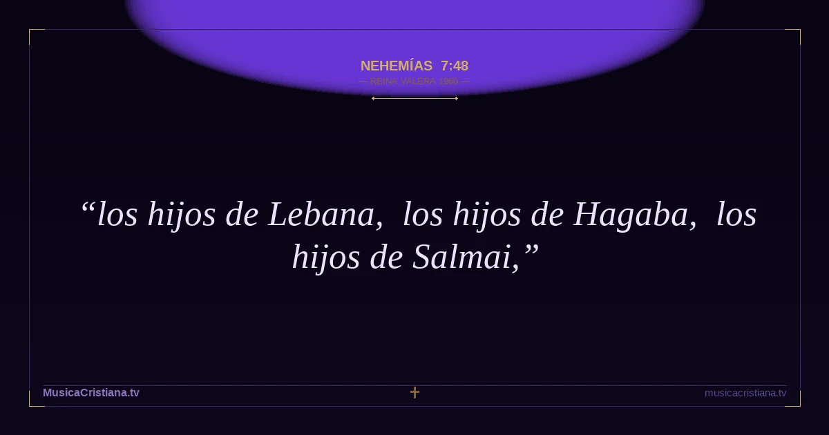 Nehemías 7:48 — Biblia Reina Valera 1960 — MusicaCristiana.tv