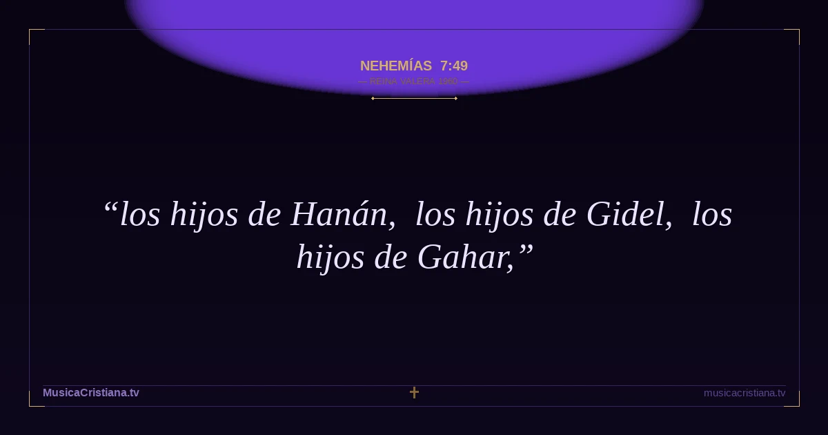 Nehemías 7:49 — Biblia Reina Valera 1960 — MusicaCristiana.tv