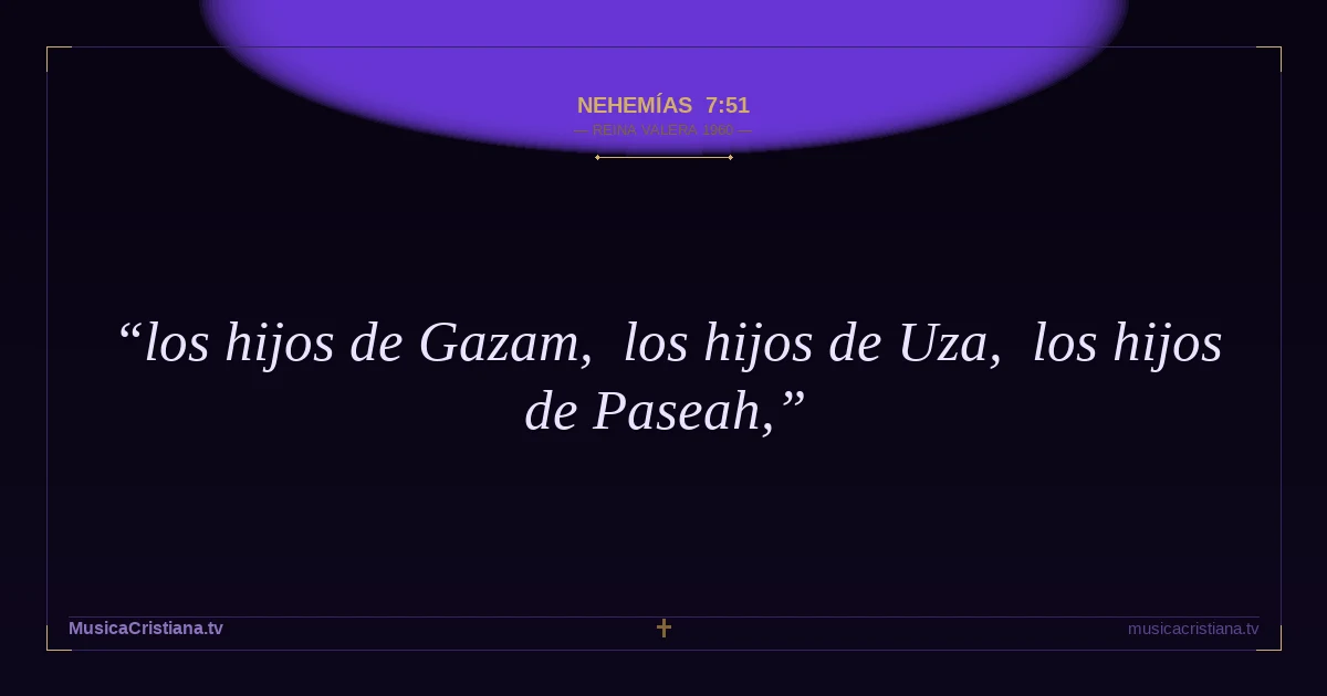 Nehemías 7:51 — Biblia Reina Valera 1960 — MusicaCristiana.tv