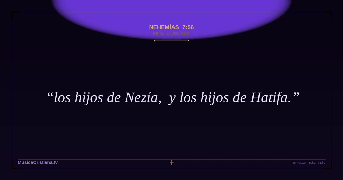 Nehemías 7:56 — Biblia Reina Valera 1960 — MusicaCristiana.tv