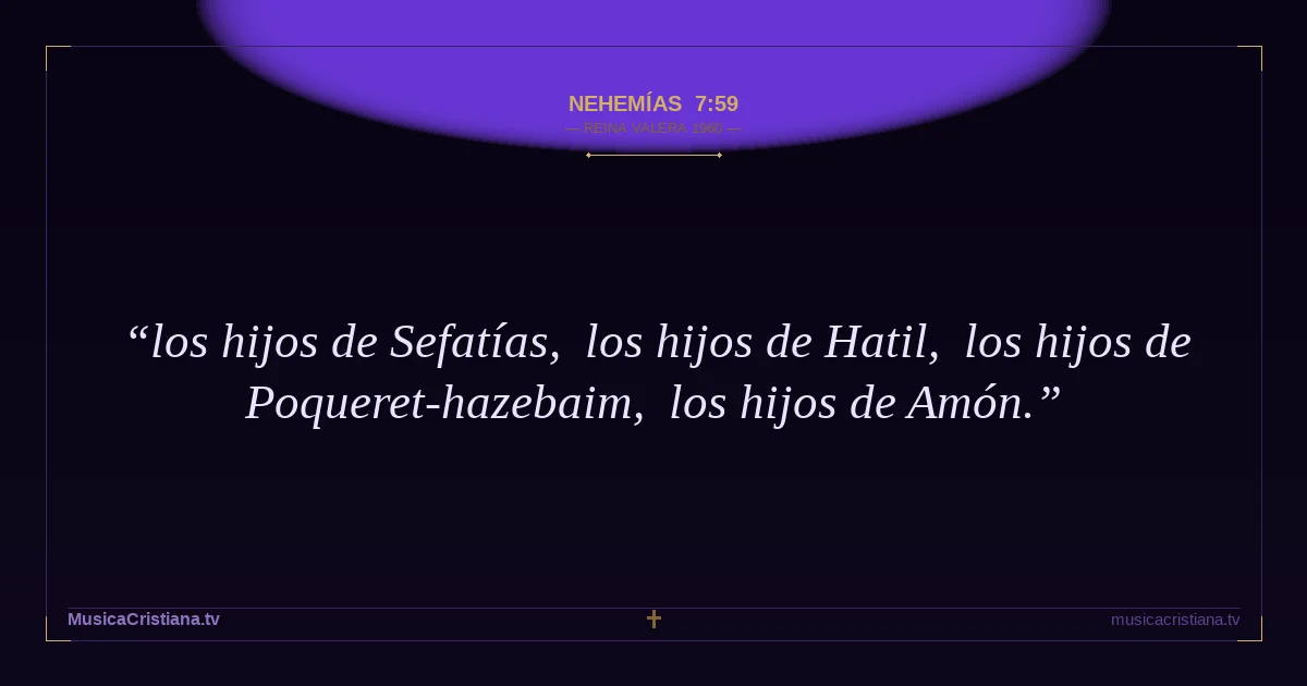 Nehemías 7:59 — Biblia Reina Valera 1960 — MusicaCristiana.tv