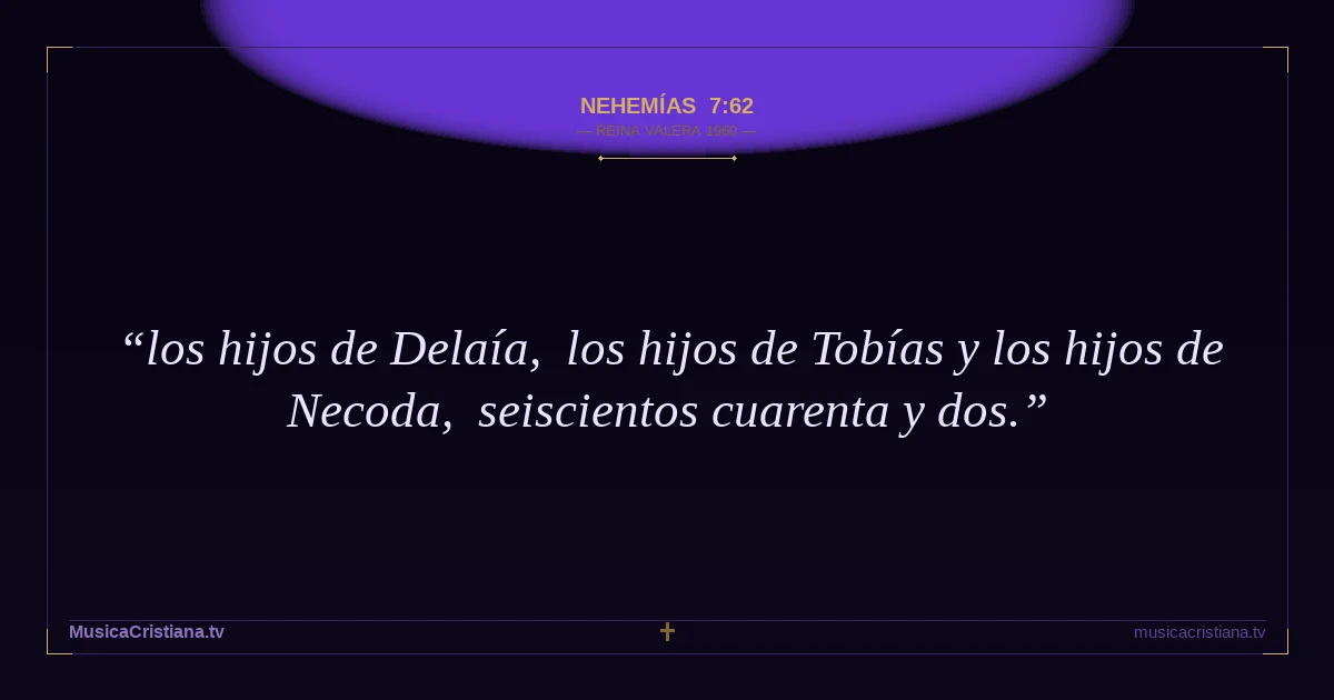 Nehemías 7:62 — Biblia Reina Valera 1960 — MusicaCristiana.tv