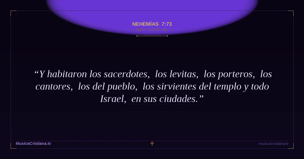 Nehemías 7:73 — Biblia Reina Valera 1960 — MusicaCristiana.tv