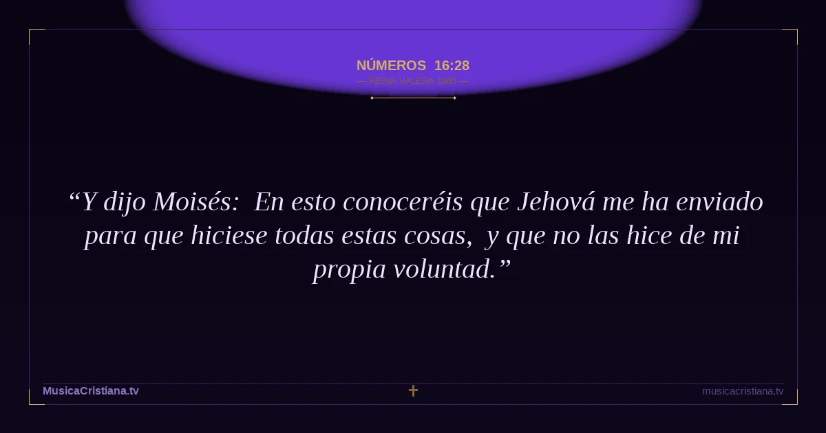 Números 16:28 — Biblia Reina Valera 1960 — MusicaCristiana.tv