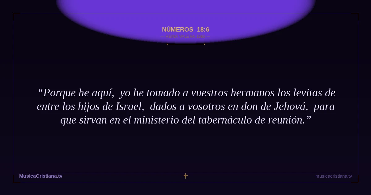 Números 18:6 — Biblia Reina Valera 1960 — MusicaCristiana.tv