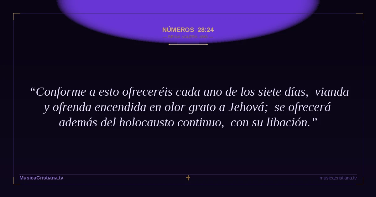 Números 28:24 — Biblia Reina Valera 1960 — MusicaCristiana.tv