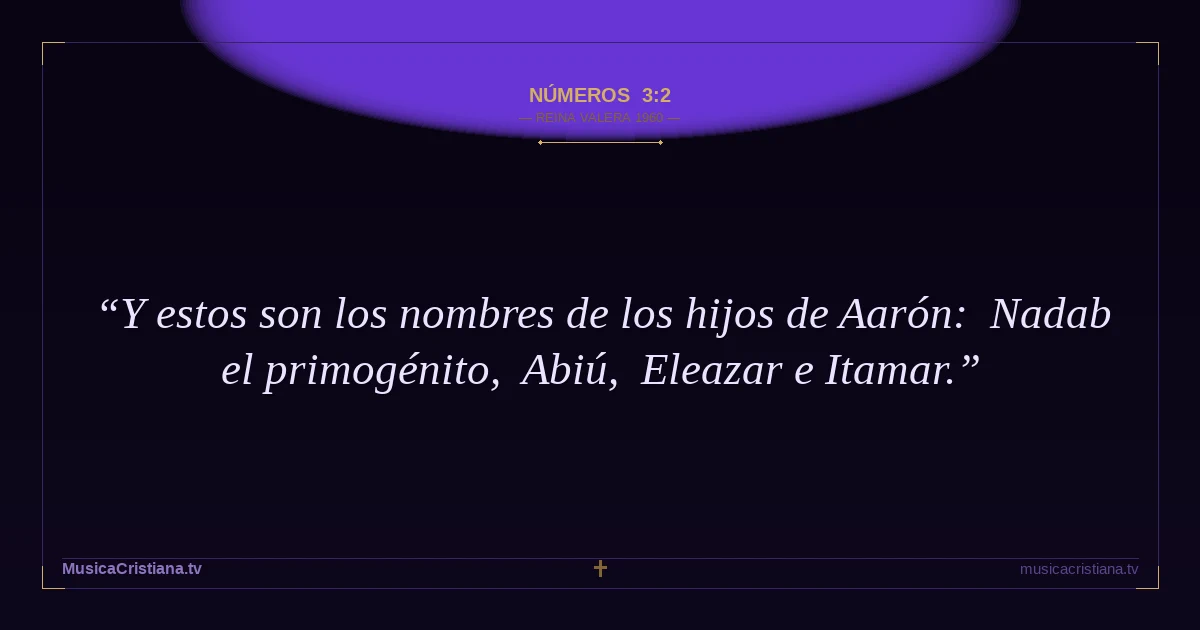 Números 3:2 — Biblia Reina Valera 1960 — MusicaCristiana.tv