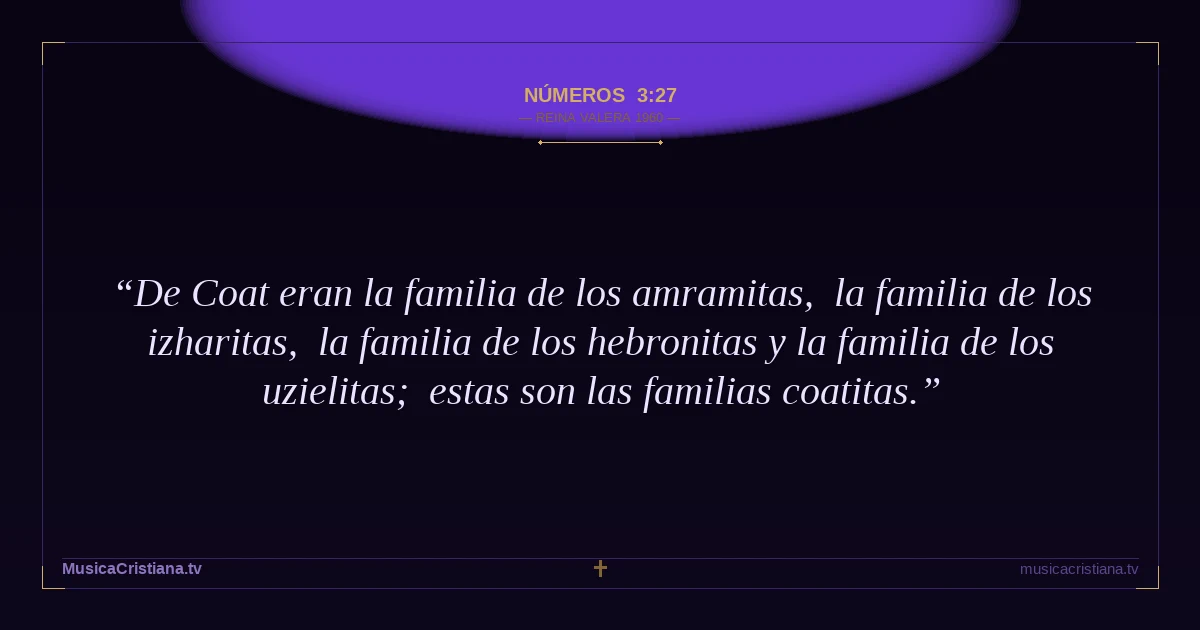 Números 3:27 — Biblia Reina Valera 1960 — MusicaCristiana.tv