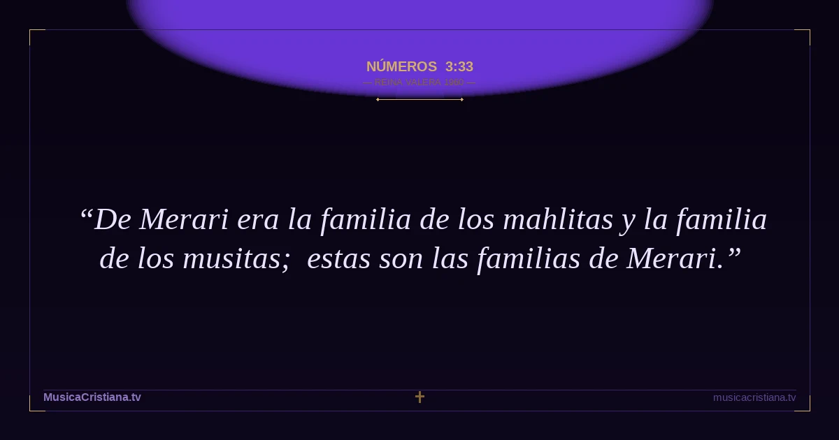 Números 3:33 — Biblia Reina Valera 1960 — MusicaCristiana.tv