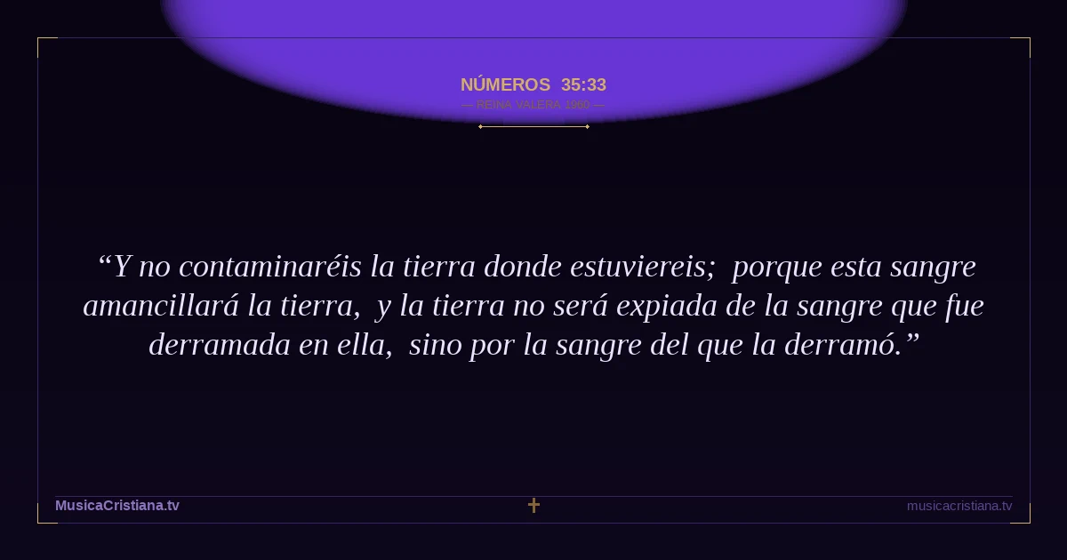Números 35:33 — Biblia Reina Valera 1960 — MusicaCristiana.tv