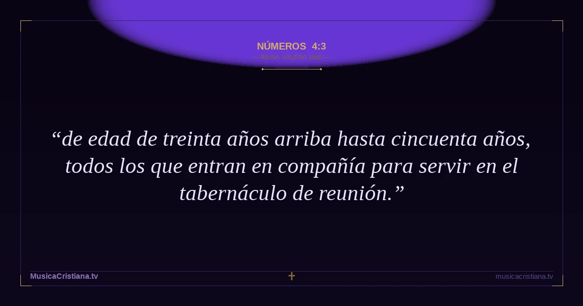 Números 4:3 — Biblia Reina Valera 1960 — MusicaCristiana.tv
