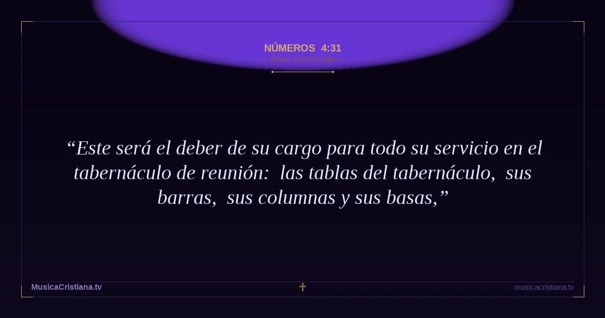 Números 4:31 — Biblia Reina Valera 1960 — MusicaCristiana.tv