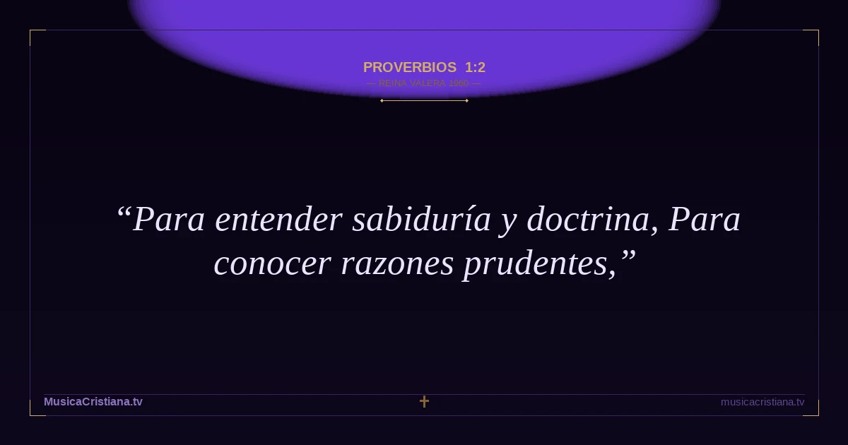 Proverbios 1:2 — Biblia Reina Valera 1960 — MusicaCristiana.tv