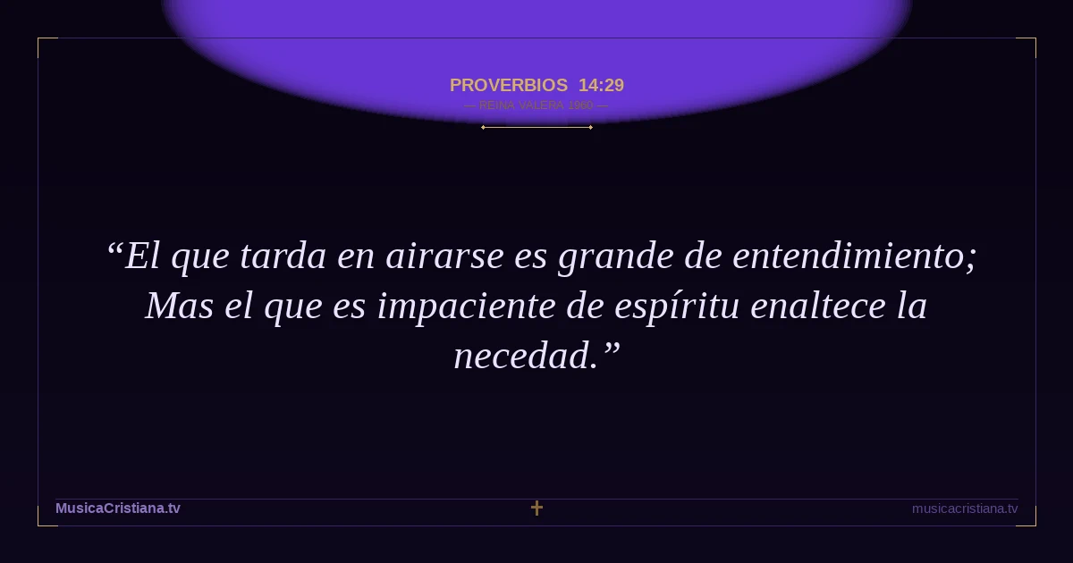 Proverbios 14:29 — Biblia Reina Valera 1960 — MusicaCristiana.tv