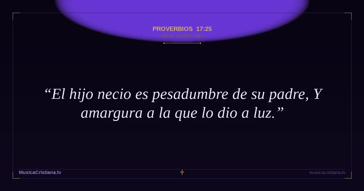 Proverbios 17:25 — Biblia Reina Valera 1960 — MusicaCristiana.tv