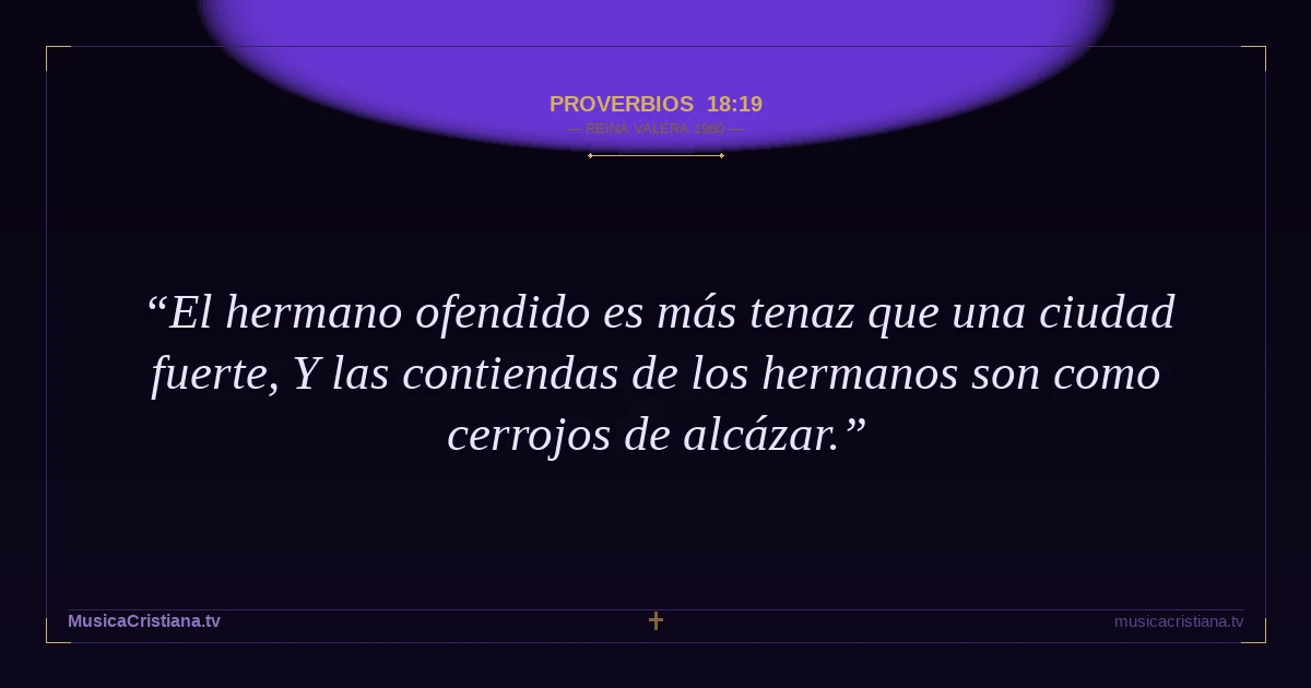 Proverbios 18:19 — Biblia Reina Valera 1960 — MusicaCristiana.tv