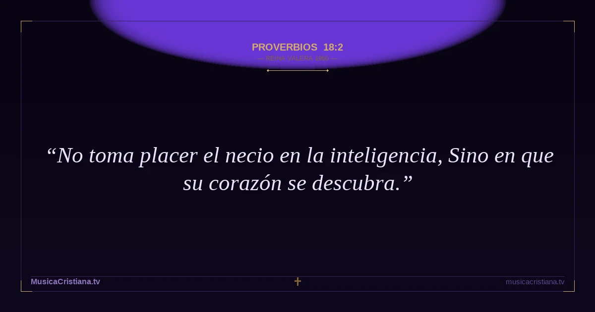Proverbios 18:2 — Biblia Reina Valera 1960 — MusicaCristiana.tv