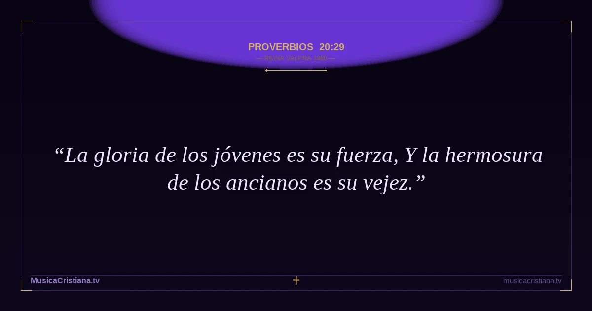 Proverbios 20:29 — Biblia Reina Valera 1960 — MusicaCristiana.tv