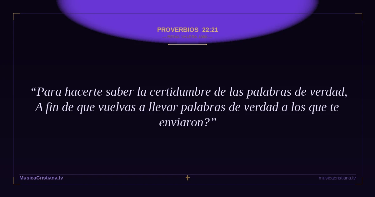 Proverbios 22:21 — Biblia Reina Valera 1960 — MusicaCristiana.tv