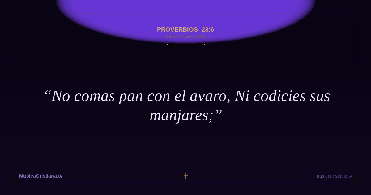 Proverbios 23:6 — Biblia Reina Valera 1960 — MusicaCristiana.tv
