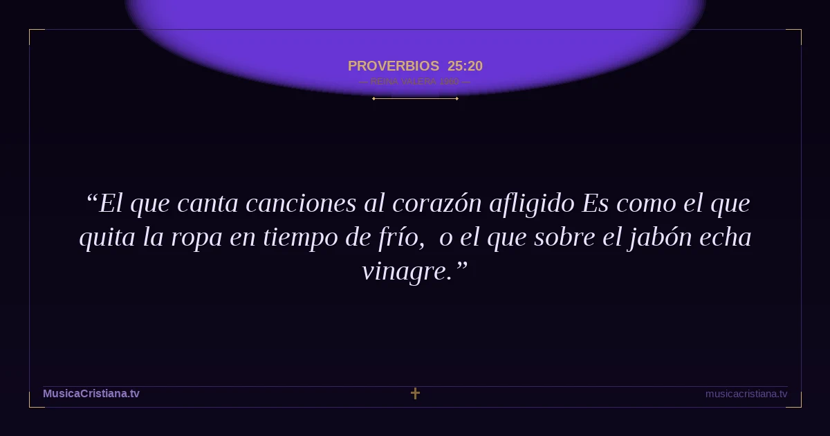 Proverbios 25:20 — Biblia Reina Valera 1960 — MusicaCristiana.tv