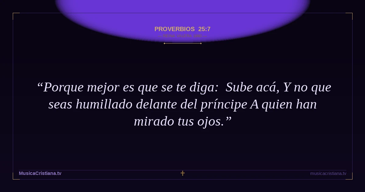 Proverbios 25:7 — Biblia Reina Valera 1960 — MusicaCristiana.tv