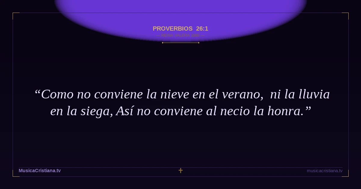Proverbios 26:1 — Biblia Reina Valera 1960 — MusicaCristiana.tv