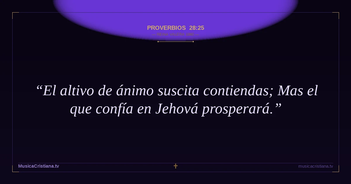 Proverbios 28:25 — Biblia Reina Valera 1960 — MusicaCristiana.tv
