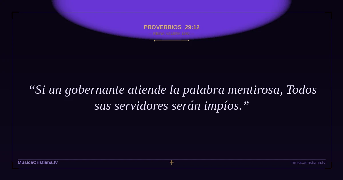 Proverbios 29:12 — Biblia Reina Valera 1960 — MusicaCristiana.tv