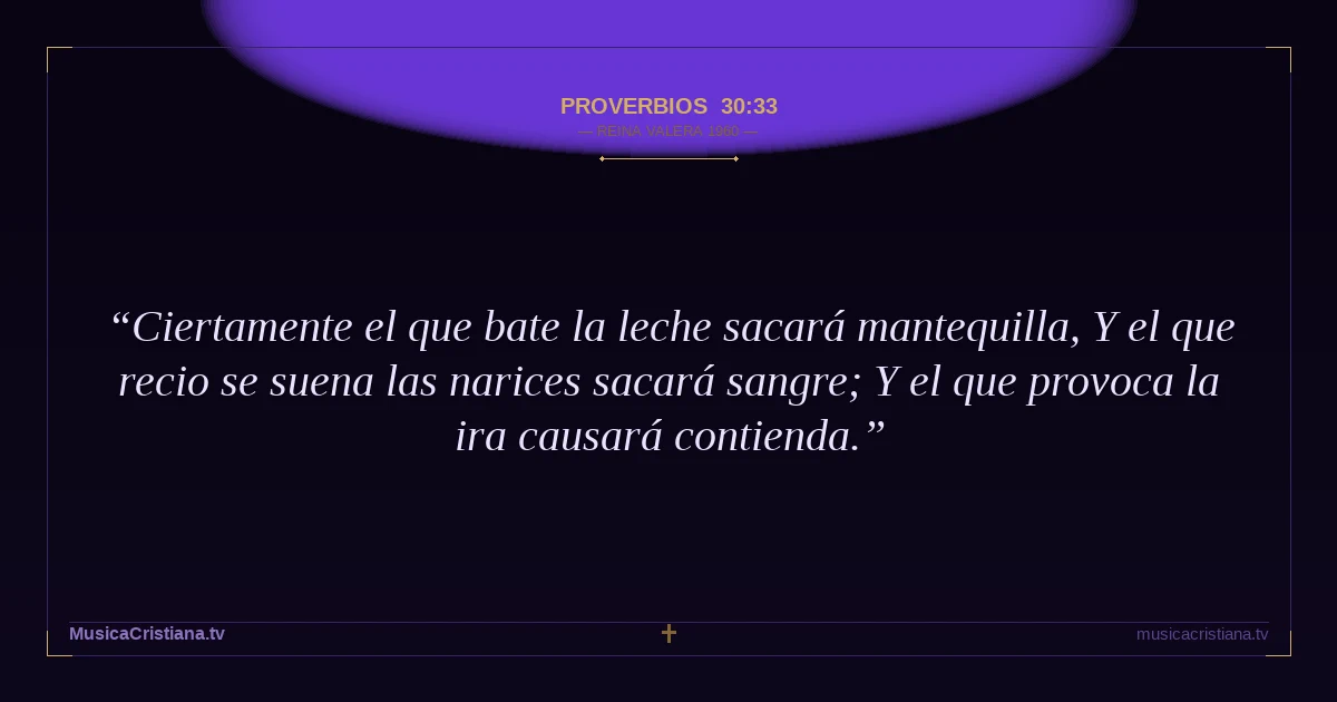 Proverbios 30:33 — Biblia Reina Valera 1960 — MusicaCristiana.tv