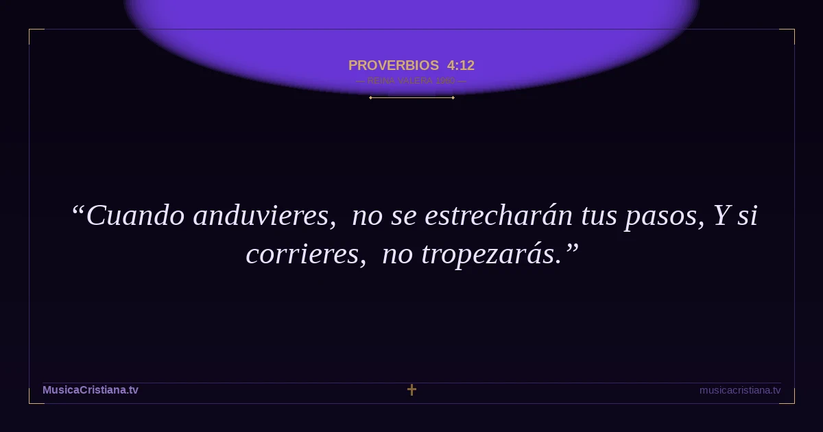 Proverbios 4:12 — Biblia Reina Valera 1960 — MusicaCristiana.tv