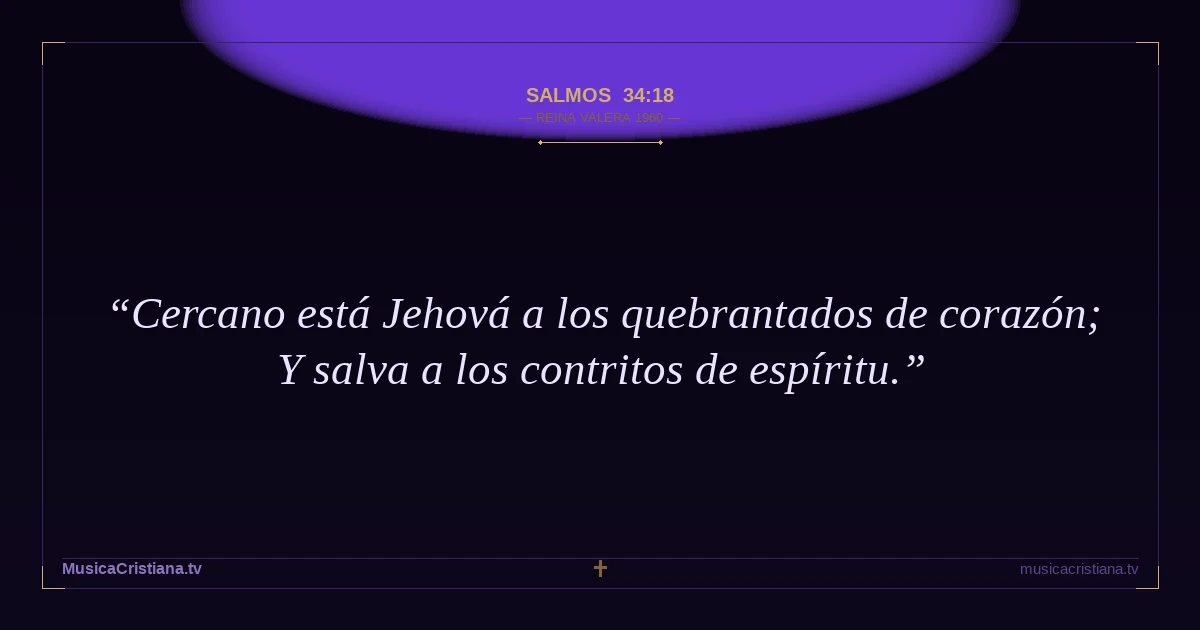 Salmos 34:18 — Biblia Reina Valera 1960 — MusicaCristiana.tv